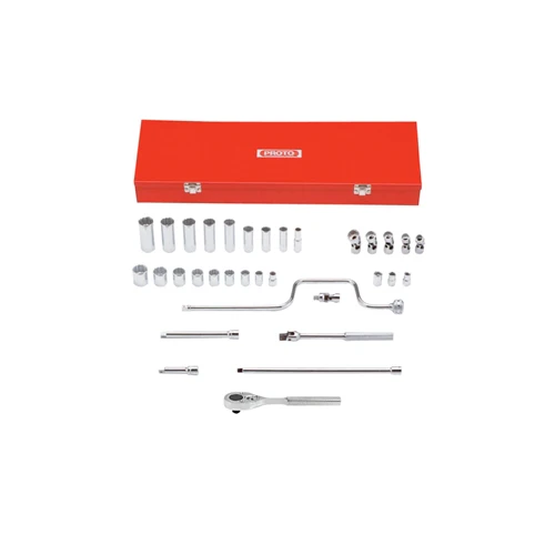 Proto J52138 3/8 Drive 33 Pc. Socket Set - 12 Point - Moutools