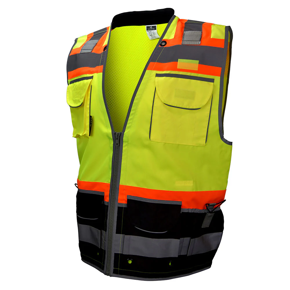 Radians SV55B-2ZGD-L Class 2 Heavy Woven Color Blocked Two Tone Engineer Vest, Large - Moutools