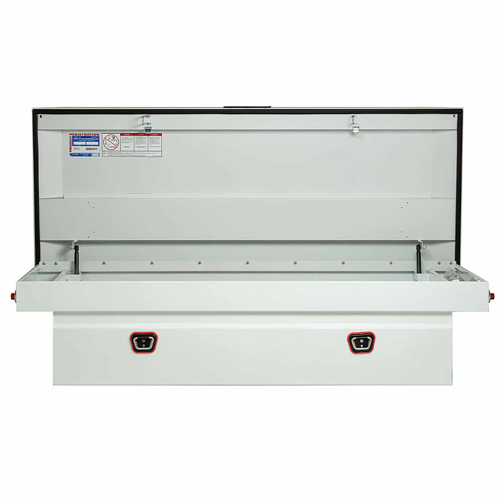 Weather Guard 116-3-03 Model 116-3-03 Saddle Box, Steel, Full Extra Wide, White, 14.5 Cu. Ft. - Moutools