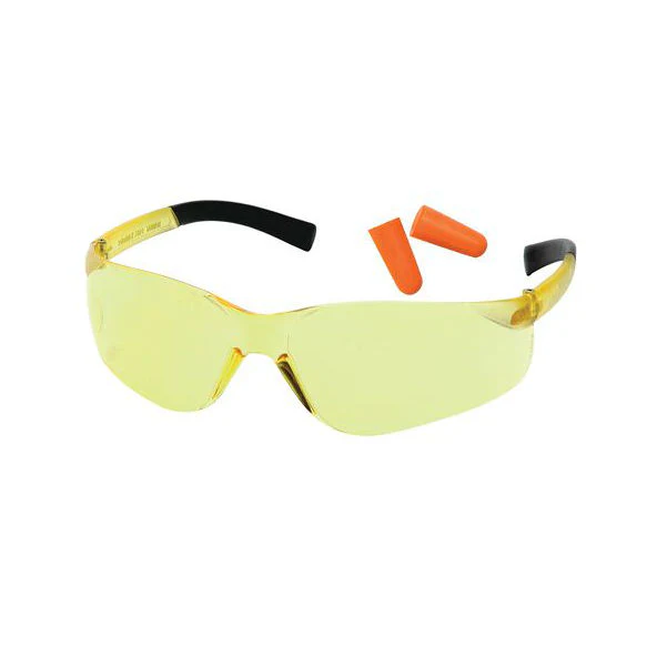 Pyramex PYS2530SNDP Mini Ztek Safety Glasses with Amber Lens and DP1000 Disposable Earplugs, NRR 31dB - Moutools