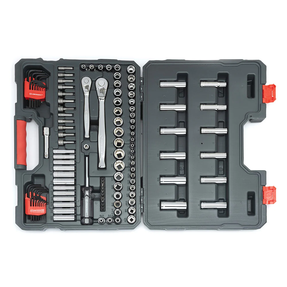 Crescent CTK121 121 Pc 1/4 & 3/8 Drive 6 & 12 Point Standard & Deep SAE/Met Mech Tool Set - Moutools