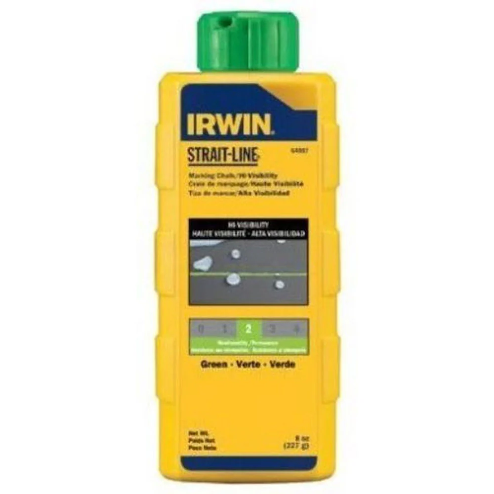 Irwin 64907 8oz Strait-Line Hi-Visibility Marking Chalk,Green - Moutools