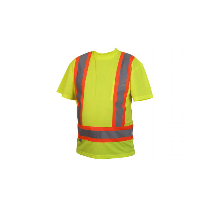 Pyramex RCTS2110X3 Hi-Vis Lime T-Shirt w/ Contrasting Reflective Tape, 3X Large - Moutools