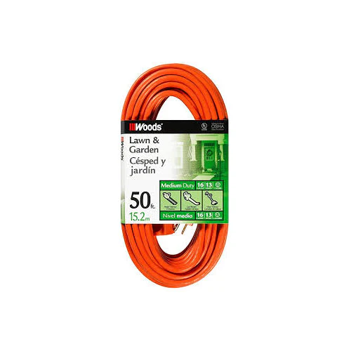 Woods 268 16/3 SJTW General Purpose Extension Cord, Orange, 50-Foot - Moutools