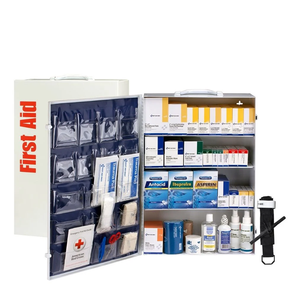 First Aid Only 91341 5 Shelf First Aid 2021 ANSI B+ Metal Cabinet, with Meds - Moutools