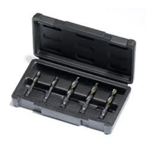 Champion DT22HEX-SET-MS5 Champion 5 Piece Machine Screw Sizes Hex Shank BlackGold Combination Drill & Tap Set - Moutools