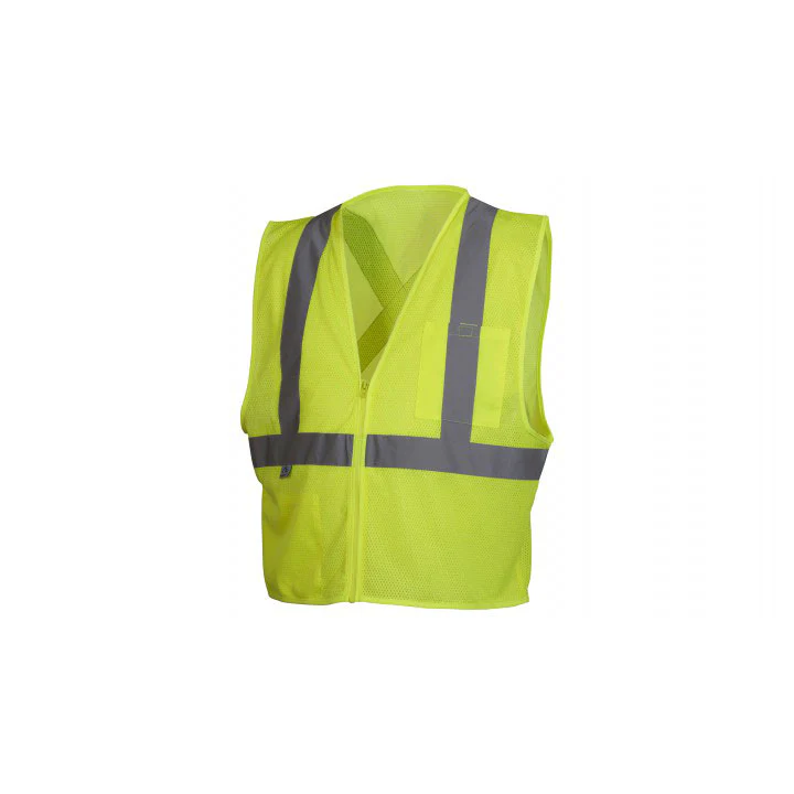 Pyramex RCZ2110L Safety Vest - Hi-Vis Lime Vest With Reflective Tape, Large - Moutools