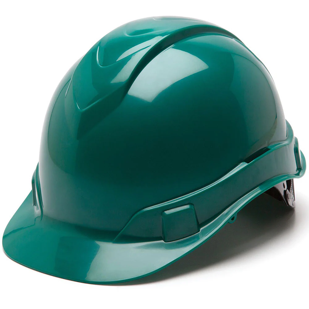 Pyramex HP46135 Ridgeline Hard Hat, Green Cap Style 6 Pt Ratchet Suspension - Moutools