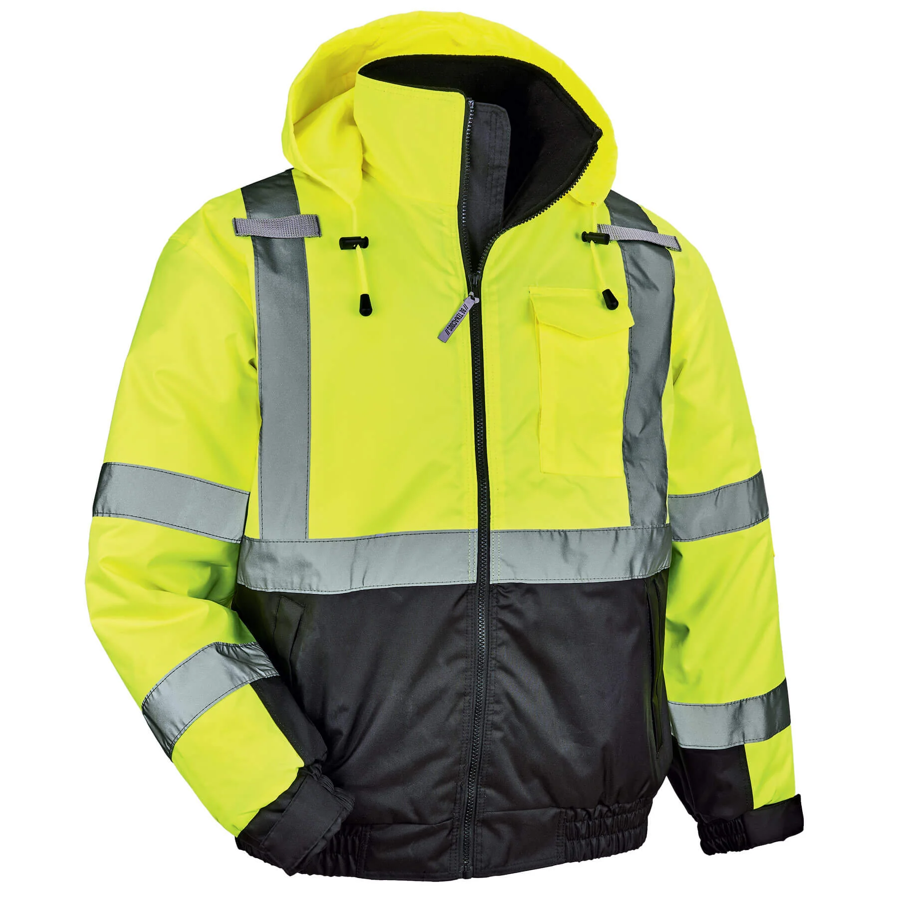 Ergodyne 25626 GloWear 8377 Type R Class 3 Quilted Bomber Jacket, 2XL, HV Lime - Moutools