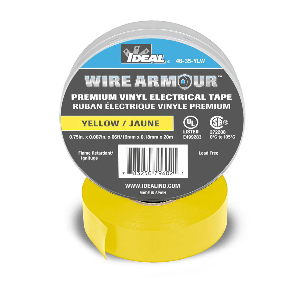 IDEAL Industries 46-35-YLW Wire Armour Color Coding Electrical Tape, 7 Mil, Yellow - Moutools