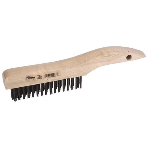 Weiler 44063 Hand Wire Scratch Brush, .012 Steel Fill, Shoe Handle, 4 x 16 Rows - Moutools