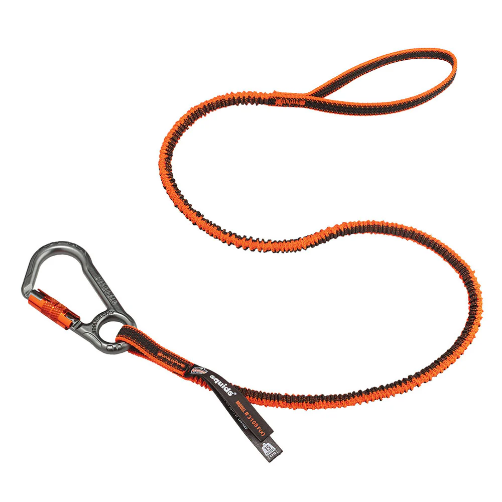 Ergodyne 19808 Squids 3108F(x) Tool Lanyard Single Locking Carabiner - 15lbs, Orange - Moutools