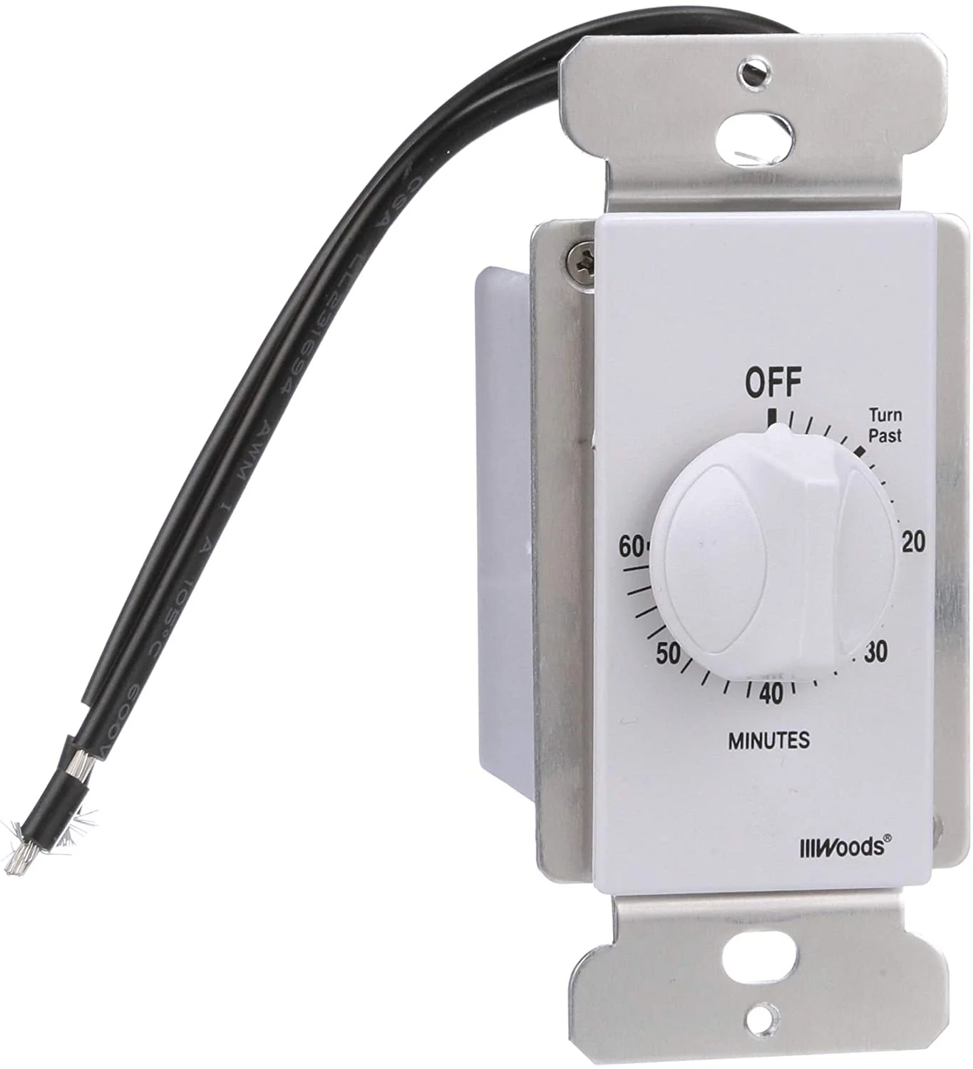 Woods 59717 In-Wall 60 Minute Spring Wound Timer, White - Moutools