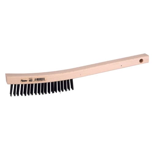 Weiler 44053 Hand Wire Scratch Brush, .012 Steel Fill, Curved Handle, 3 x 19 Rows - Moutools