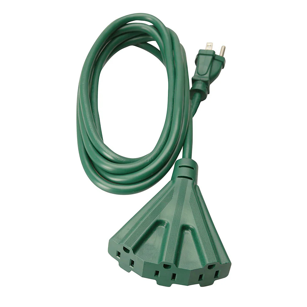 Woods 2466 Outdoor Tri-Tap Extension 3 Grounded Outlets, Waterproof Flexible Vinyl Jacket, Rein - Moutools
