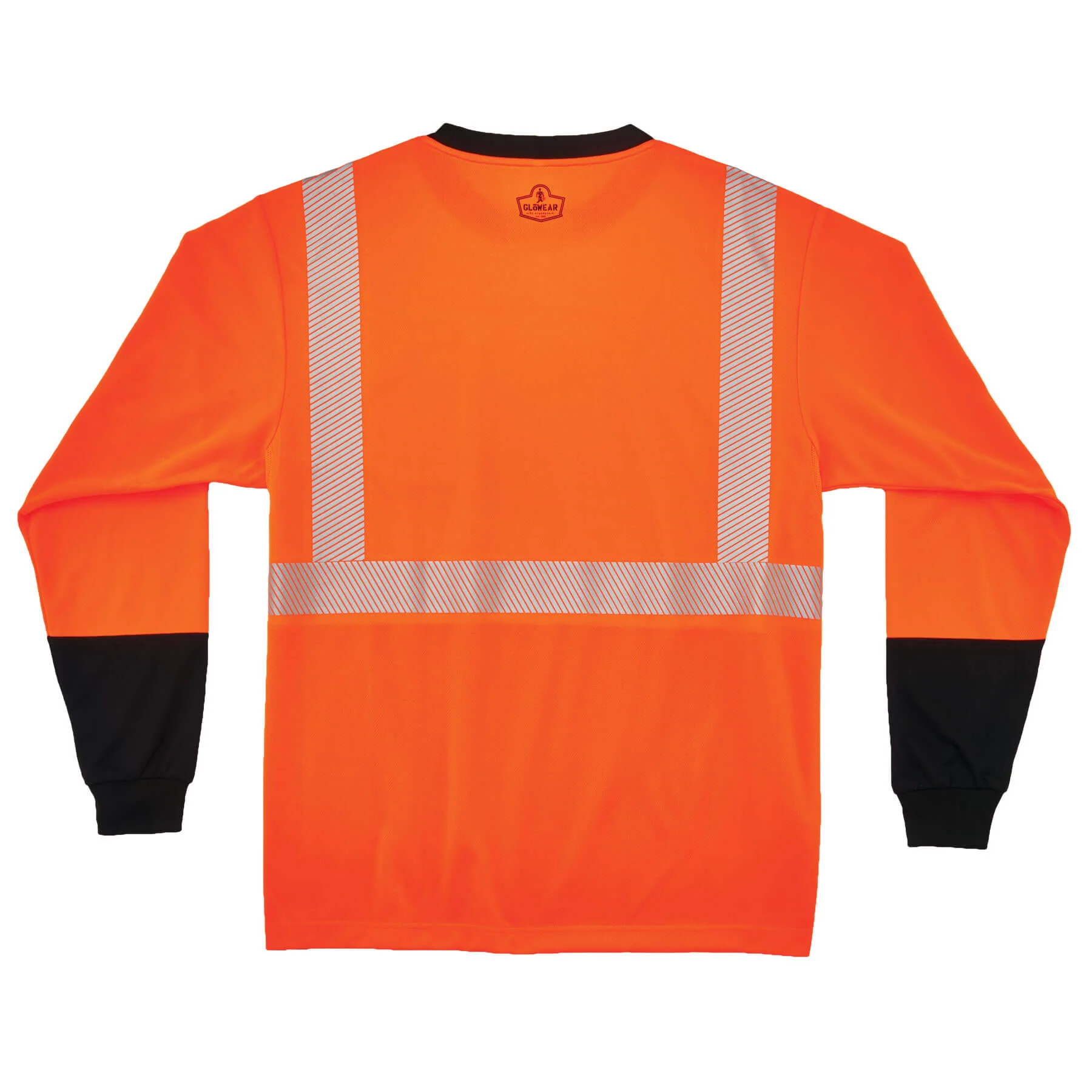 Ergodyne 22689 GloWear 8281BK Type R Class 2 Black Front Perf. Long Sleeve T-Shirt, 5XL, HV Orange - Moutools