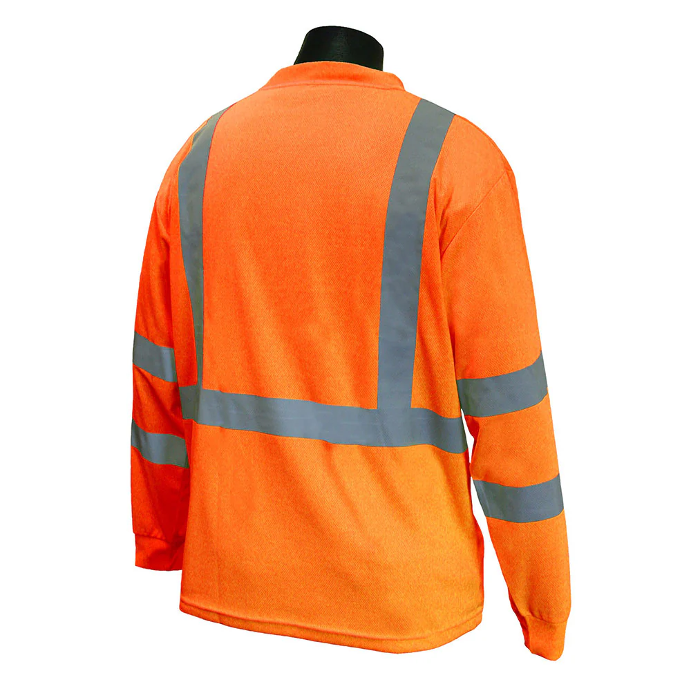 Radians ST21-3POS-L Large Class 3 Long Sleeve Shirt w/Moisture Wicking Orange - Moutools