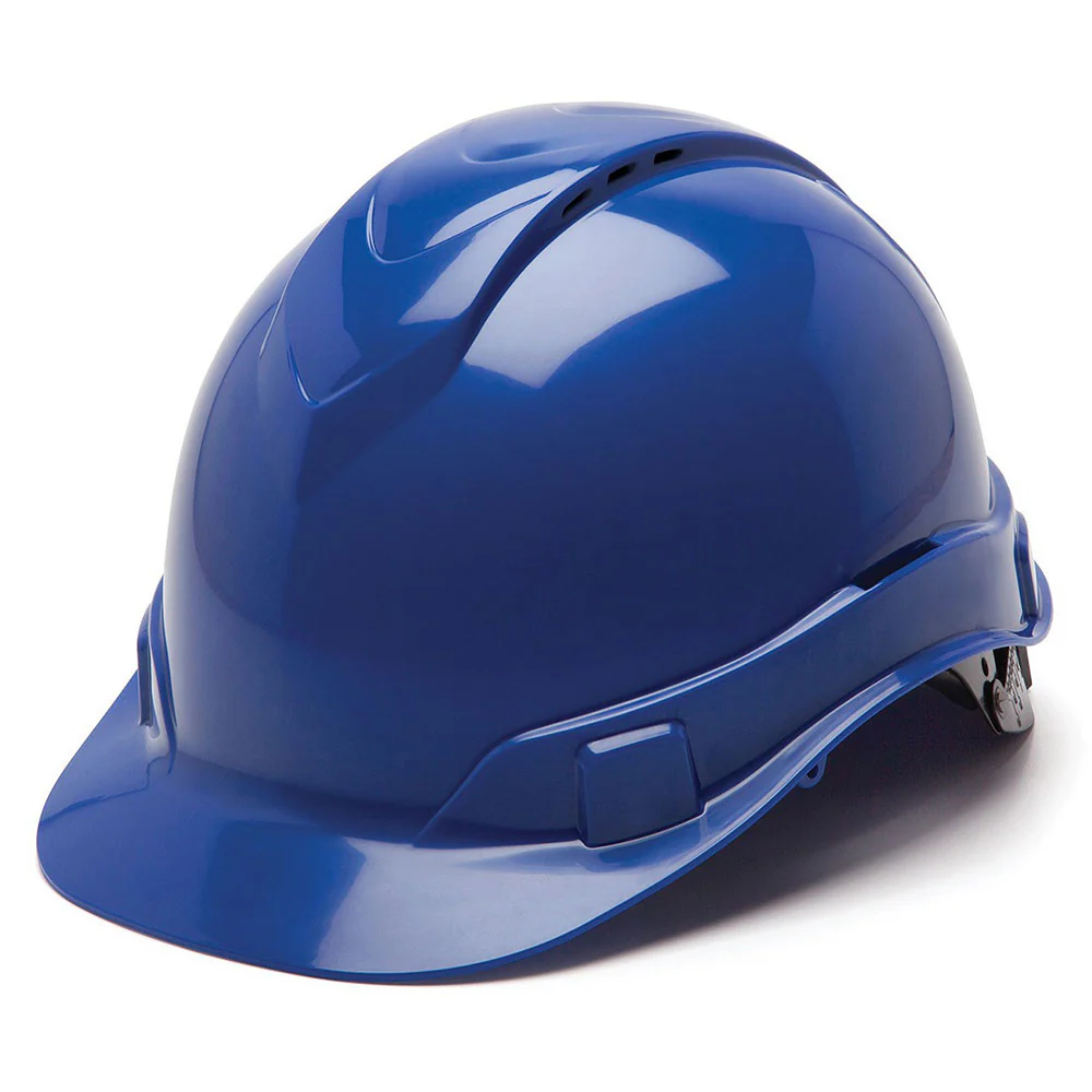 Pyramex HP44160V Ridgeline Hard Hat, Blue Vented Cap Style 4 Pt Ratchet Suspension - Moutools