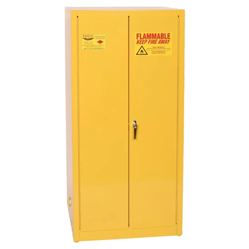 Eagle 1962 Flammable Liquid Safety Storage Cabinet, 60 Gal. Yellow, Two Door, Manual Close - Moutools