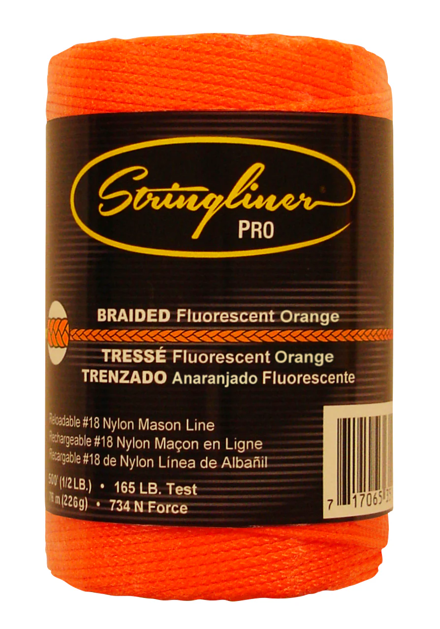 U.S. TAPE CO. 35459 Stringliner #18 Construction Line  Braided Fluorescent Orange 500' - Moutools