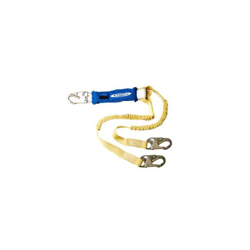 Werner C441100 6' DeCoil Stretch Twinleg Lanyard, Elastic Web, Snap Hook - Moutools
