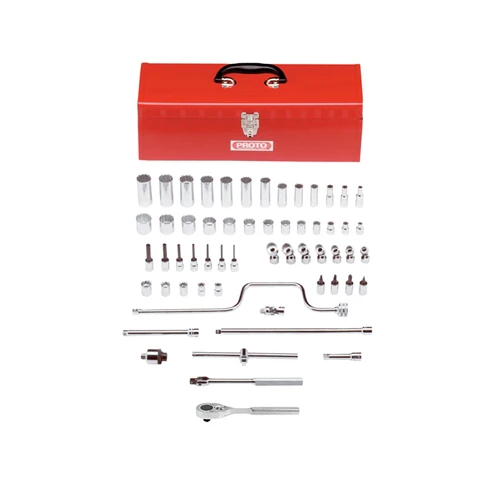 Proto J52140 3/8 Drive 59 Pc. Socket Set - 12 Point - With Tool Box - Moutools