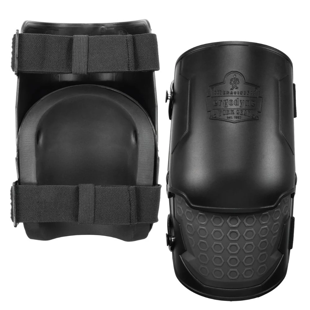 Ergodyne 18360 #360 Black Hard Shell Hinged Knee Pads - Non-Marring Cap - Moutools