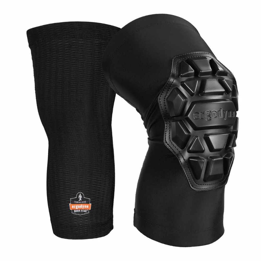 Ergodyne 18553 550 XL+ Black Padded Knee Sleeves 3-Layer Foam Cap Pair - Moutools