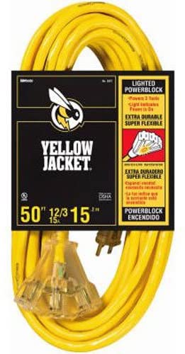 Yellow Jacket 2827 12/3 15-Amp SJTW Contractor Extension, Heavy Duty, Multi Outlets, Weather Re - Moutools