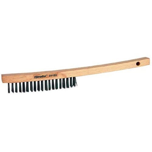 Weiler 25150 Vortec Pro Hand Wire Scratch Brush, .012 Steel Fill, Curved Handle, 3 x 19 Rows - Moutools