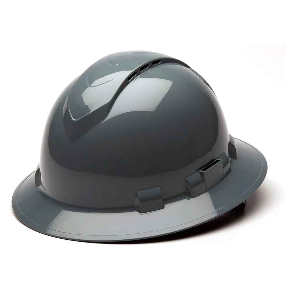 Pyramex HP54113V Ridgeline Vented Full Brim Hard Hat 4 Pt Ratchet Suspension Grey - Moutools