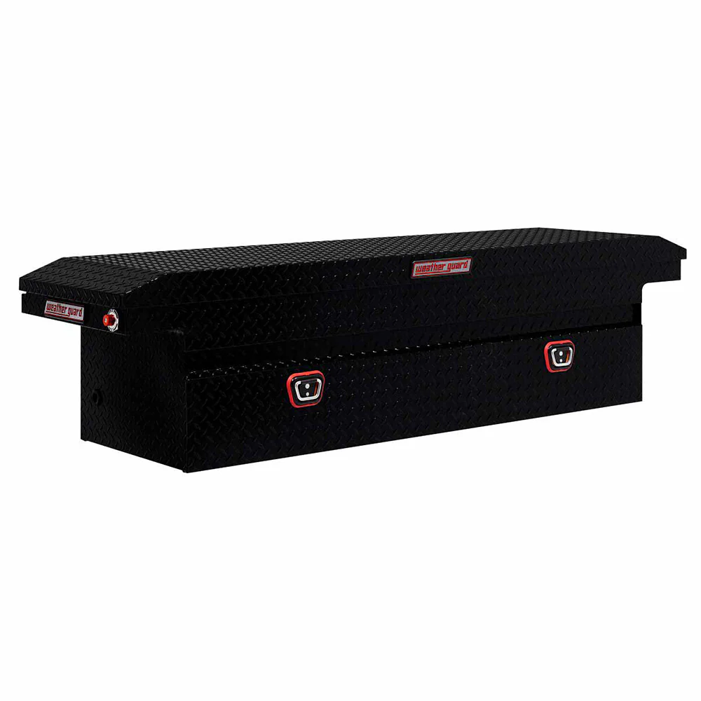 Weather Guard 121-5-03 Model 121-5-03 Saddle Box, Aluminum, Full Low Profile, Gloss Black, 10.2 Cu. Ft. - Moutools