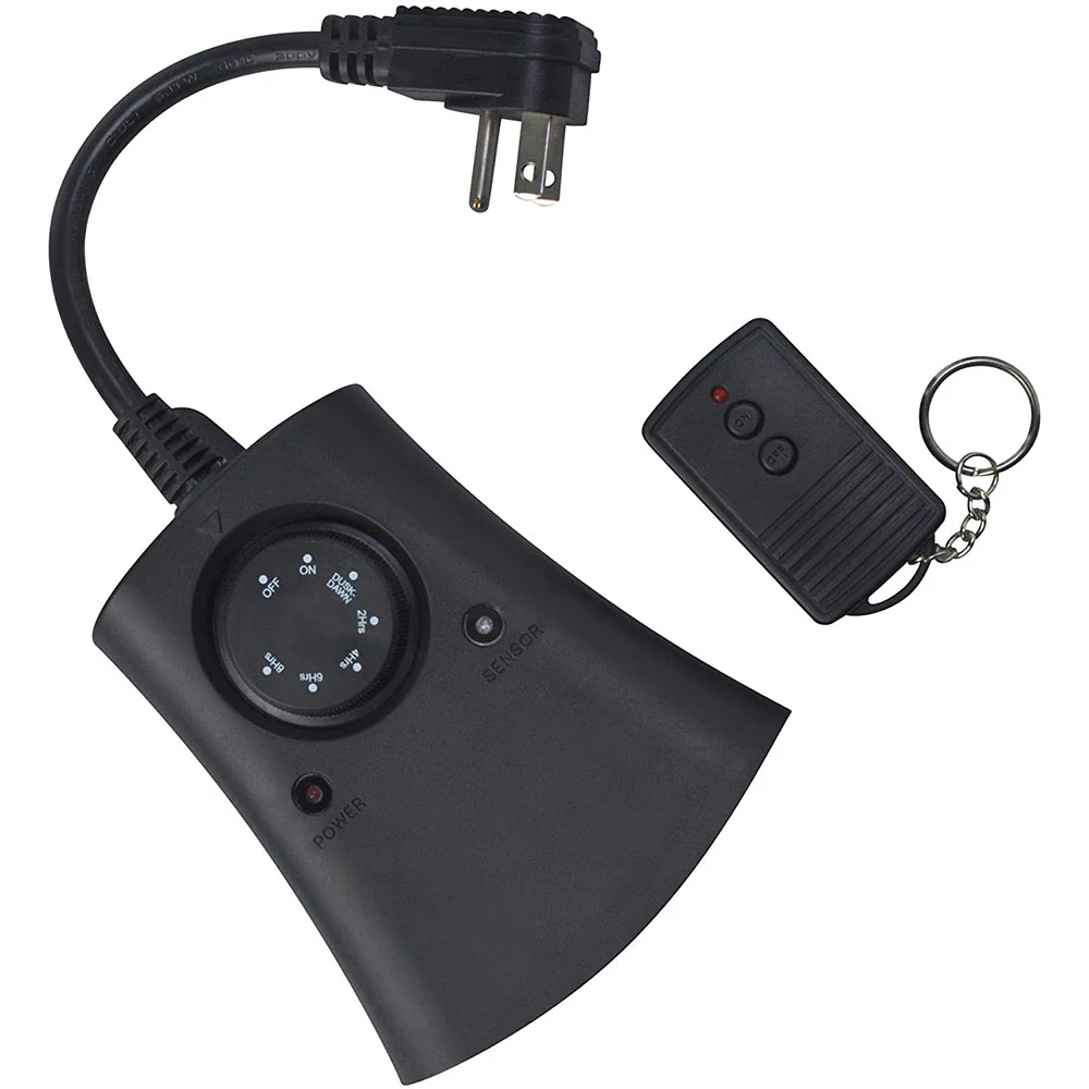Woods 59746WD 24-Hour Automatic Photocell Remote Control Timer with 3 Grounded Outlets Ideal fo - Moutools