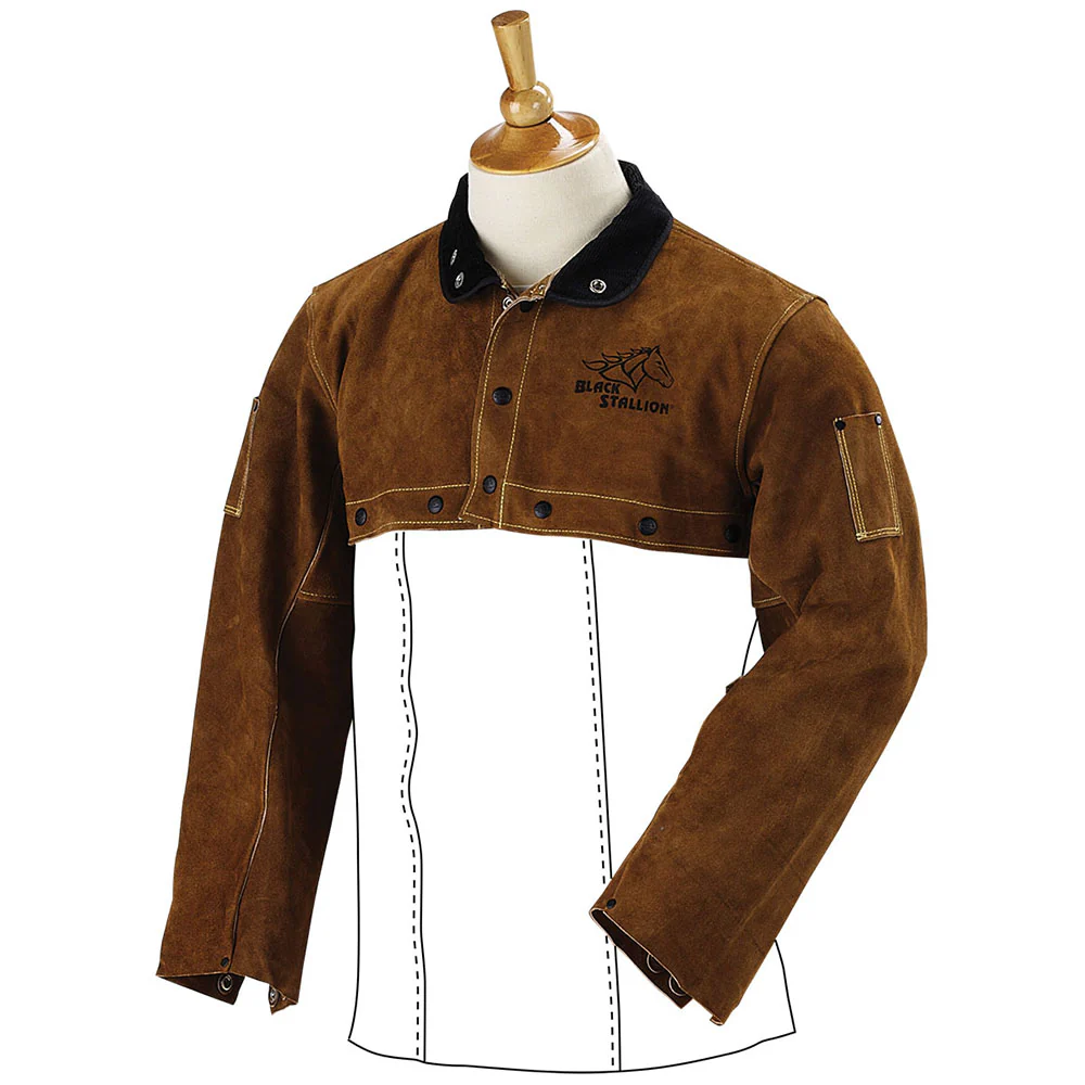 Black Stallion 21CS-3XL Side Split Cowhide Leather Welding Cape Sleeve, 3XL - Moutools