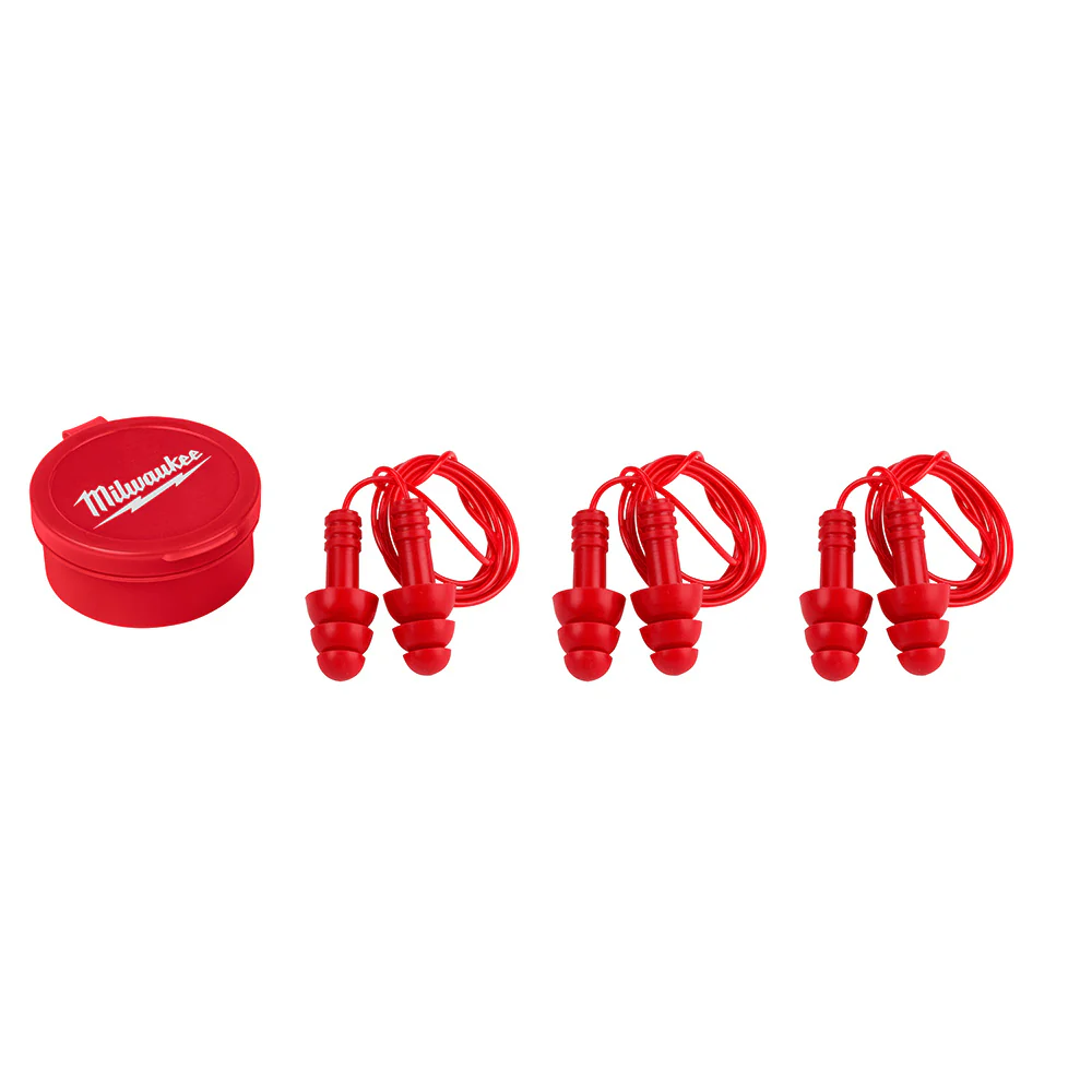 Milwaukee 48-73-31513 Reusable Corded Ear Plugs, NRR 26dB, 3 Pack - Moutools