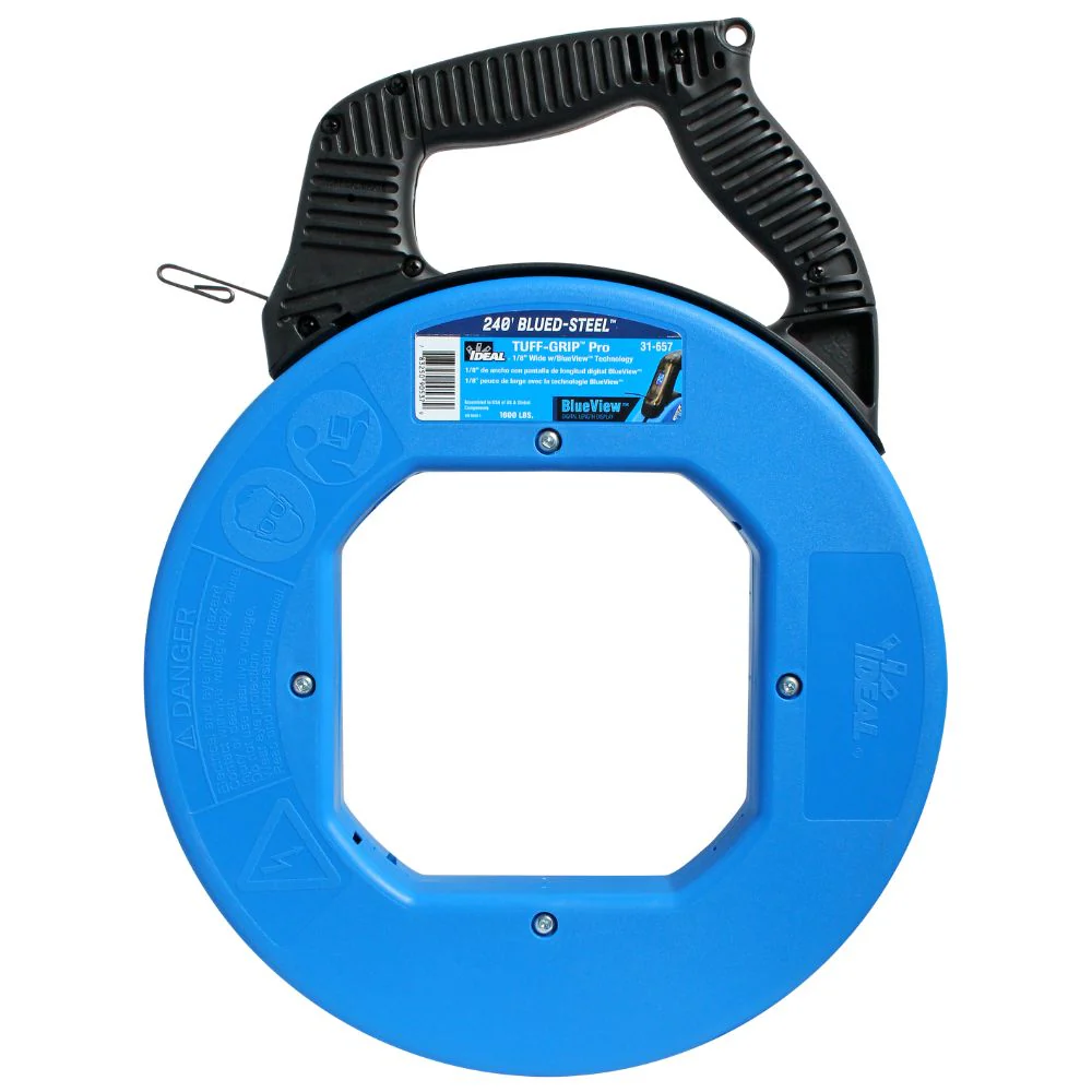 Ideal 31-657 240' Blued-Steel Fish Tape w/ Blueview Display - Moutools