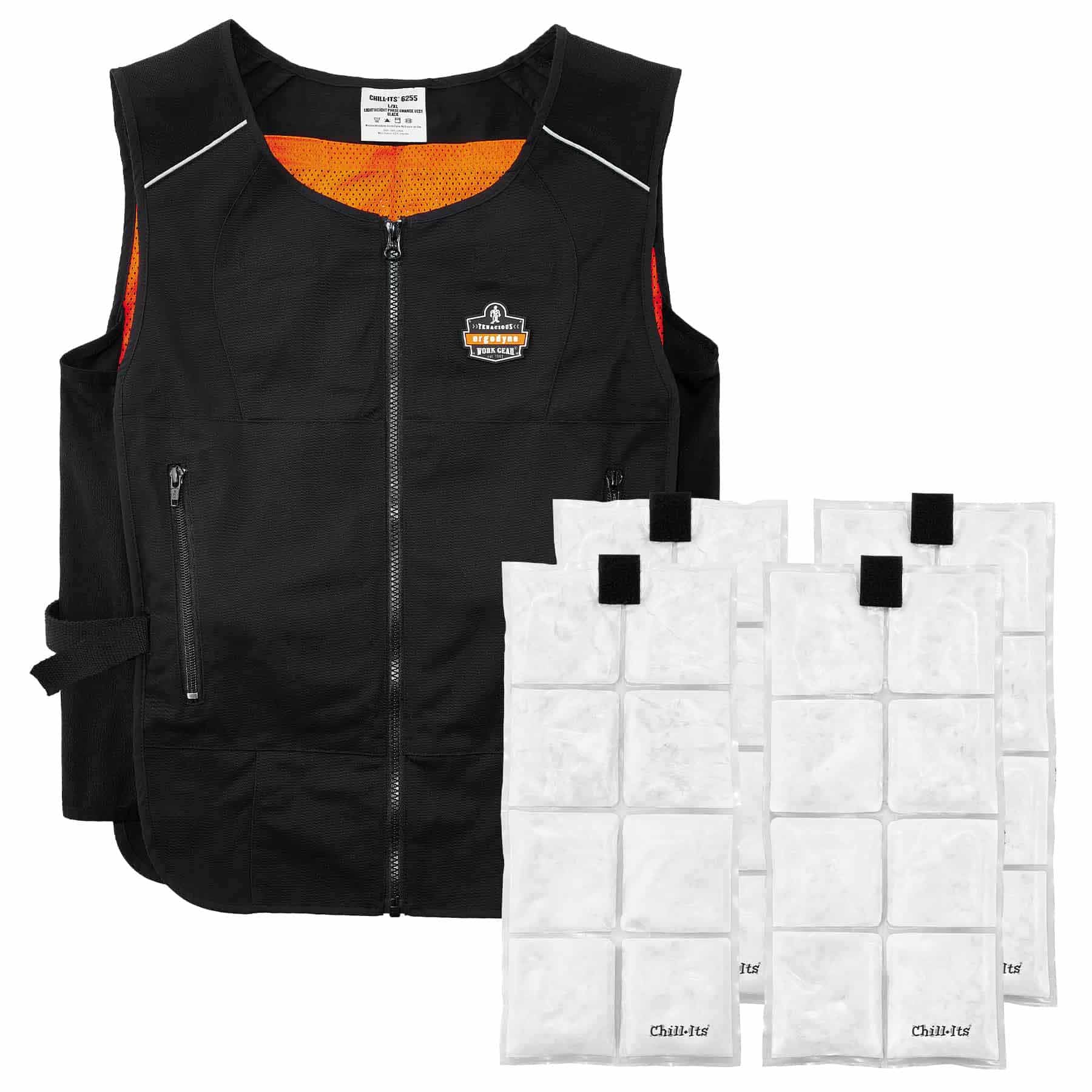 Ergodyne 12133 6260 S/M Black Lightweight Phase Change Cooling Vest + Packs - Moutools