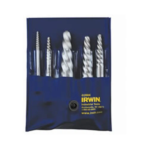 Irwin 53535 Hanson 5-Piece Spiral Flute Screw Extractor Set - Moutools