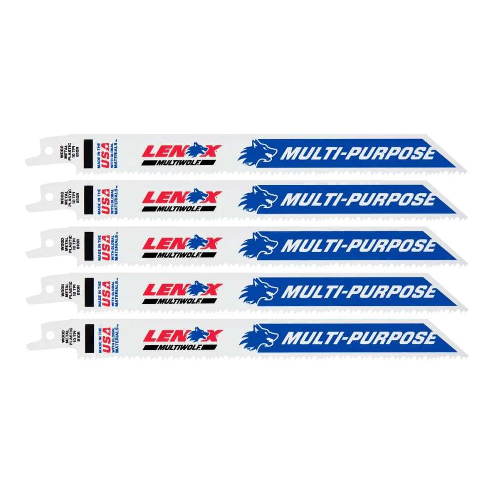 Lenox 20580810R MULTIWOLF 8 in. 10 TPI WAVE EDGE Reciprocating Saw Blade (5 PK) - Moutools