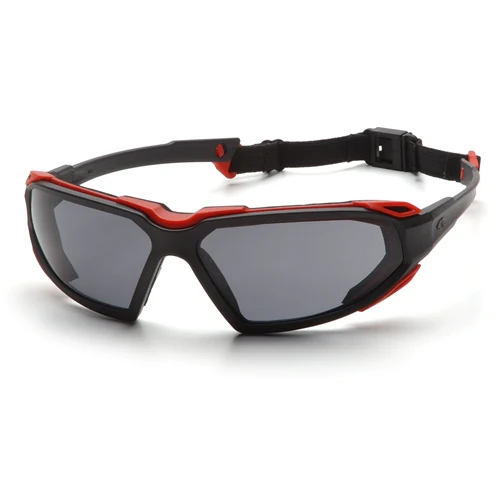 Pyramex SBR5020DT Highlander Gray Anti-Fog Lens with Black/Red Frame - Moutools
