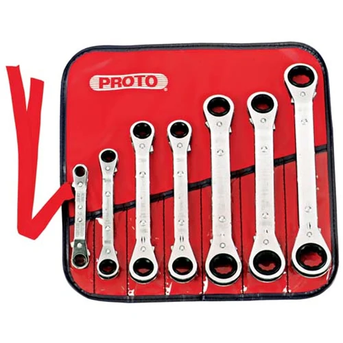 Proto J1180MA 7 Piece Metric Offset Ratcheting Wrench Set - Moutools
