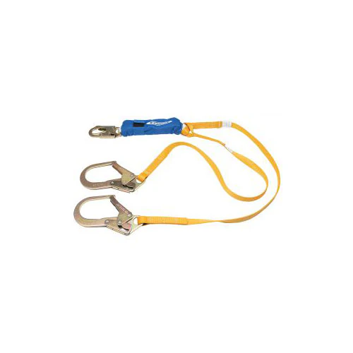 Werner C411200 6' DeCoil Twinleg Lanyard, Snap Hook, Rebar Hook, 1