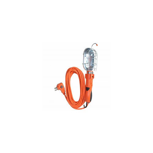 Woods 691 16/3-Gauge SJTW Trouble Light with Metal Guard & Outlet, 75-Watt, 25-Foot, Orange - Moutools