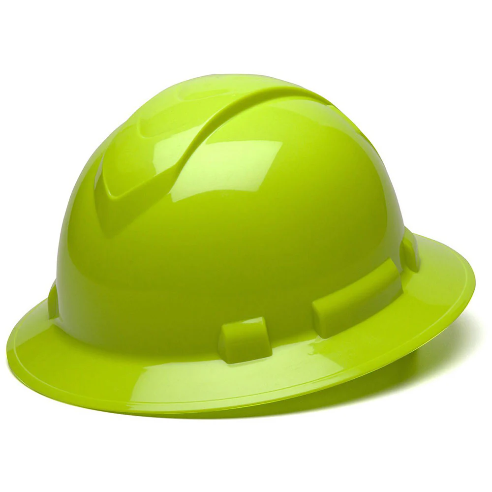 Pyramex HP54131 Ridgeline Hard Hat Full Brim 4 Pt Ratchet Suspension, Hi Vis Lime - Moutools