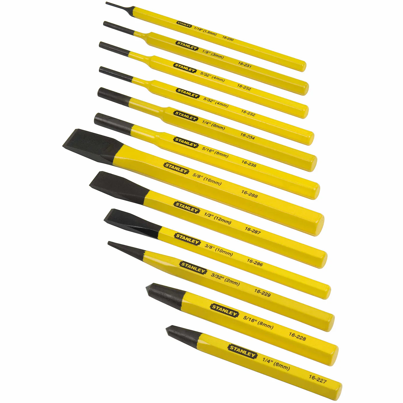 Stanley 16-299 Cold Chisel & Punch Set - 12Pc - Moutools