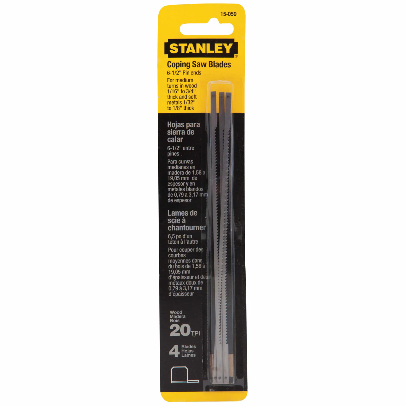 Stanley 15-059 Coping Saw Blade 20 TPI - 4 Pack - Moutools
