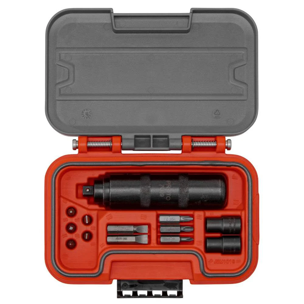 Proto JHANDIM 13-Piece Impact Hand Driver 10 Bits 2 Bit Holders & Case - Moutools