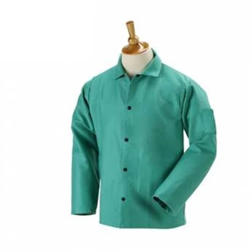 Black Stallion F9-30C-L TruGuard 200 Flame Resistant Cotton Welding Jacket Coat, Green, L - Moutools