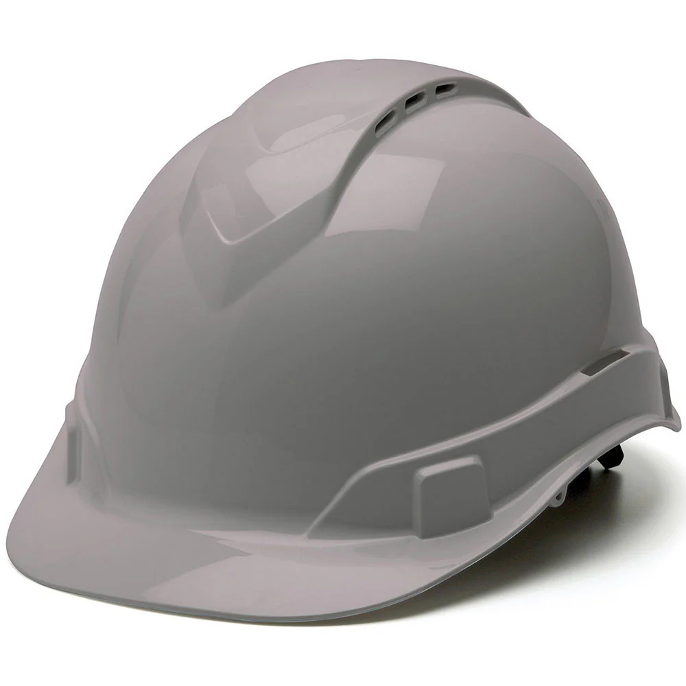 Pyramex HP44112V Ridgeline Hard Hat, Gray Vented Cap Style 4 Pt Ratchet Suspension - Moutools