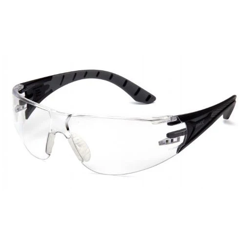 Pyramex SBG9610ST Endeavor Plus Clear H2X Anti-Fog Lens Safety Glasses with Black and Gray Temples - Moutools